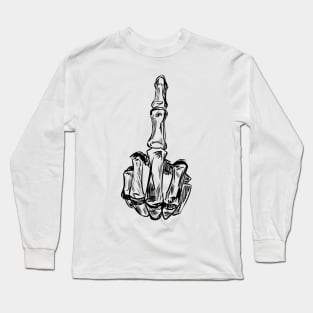 middle finger skeleton cool grunge tote bag sticker Long Sleeve T-Shirt